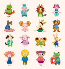 Obraz premium 16 cute animal icons set