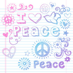 Peace and Love Dove Sketchy Notebook Doodles Vector