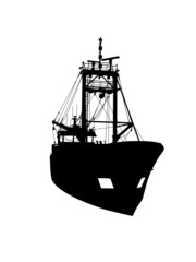 Silhouette of the sea ship