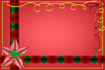 Christmas background with plaid ribbon
