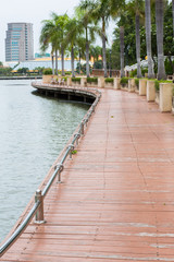 walkway beside the lake in Bangkok public park