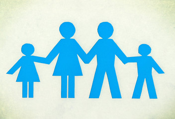 Drawn family of blue isolated