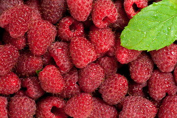 Raspberries with leaf