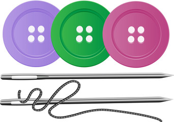 Needle and thread,buttons,vector - obrazy, fototapety, plakaty
