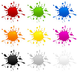 Set of color inkblots