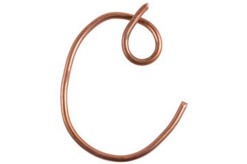 Copper metal wire in the form of letter C, modern US calligraphy