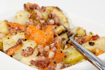 roasted root vegetable with bacon