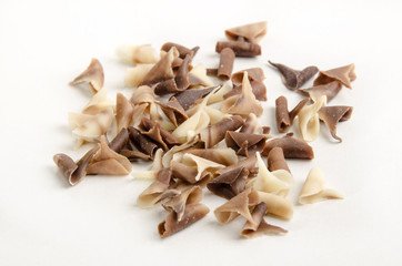 chocolate curls and a bright background