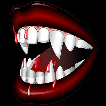 Halloween Vampire Mouth with Blood-Bocca di Vampiro-Vector