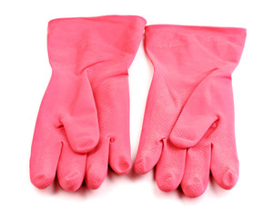 Color cleaning gloves isolated on white