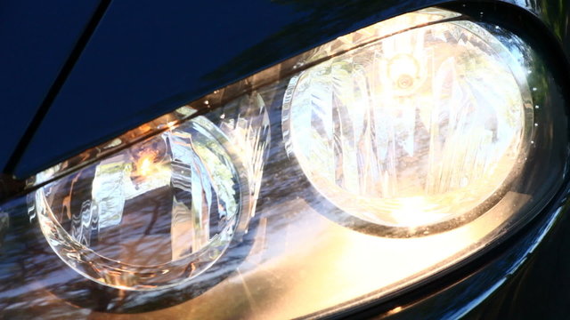 Car headlights flashing