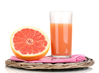 Grapefruit juice and grapefruit isolated on white