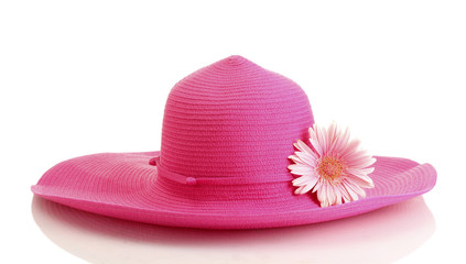 Beautiful summer woman hat with flower isolated