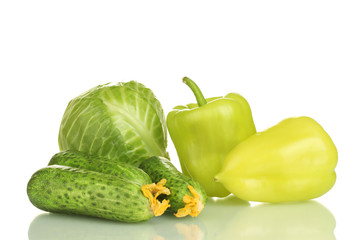 Green vegetables isolated on white