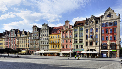 Obraz premium Old houses on Market Square in Wroclaw