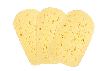 tasty cheese slices isolated on white