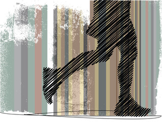 Marathon runner in abstract background. Vector illustration