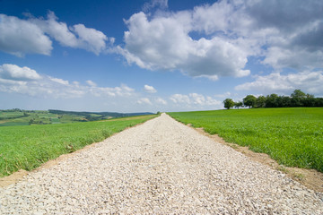 Blue sky over the ground road