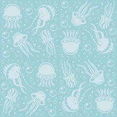 Fotobehang Monochrome jellyfish pattern © volyk