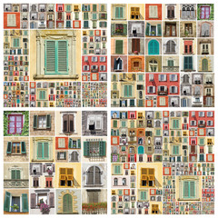 abstract wall with many windows , images from Italy, Europe