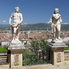 antique garden statues in Bardini Garden and spectacular view of