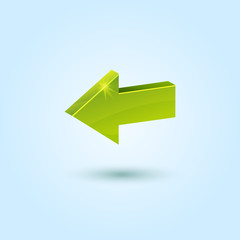 Green left arrow symbol isolated on blue