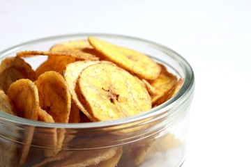 a bowl of banana chips