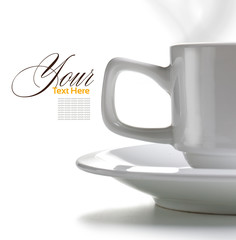 e coffee cup close up