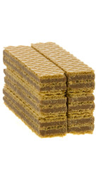 Close up wafer cookies on white
