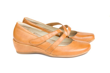 woman leather nude  shoes