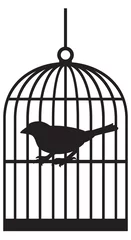 Peel and stick wall murals Birds in cages silhouette bird cage