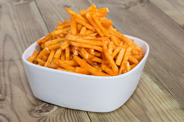 Heap of Potato Sticks in a bowl