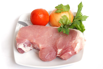 Pork on white plate