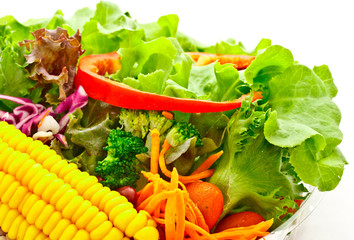 mixed vegetable salad on white background