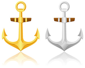gold and silver anchors
