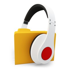 3d headphones with musci folder