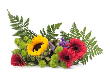 Mixed flowers to white background