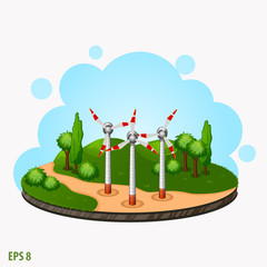 ecology concept- wind-driven generators on the green meadow