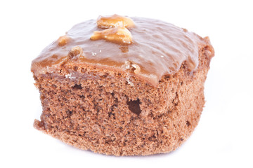 chocolate fudge brownie on the white background