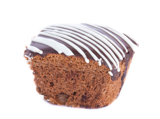 chocolate fudge brownie on the white background