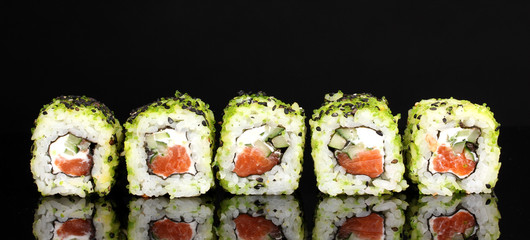 Tasty rolls isolated on black