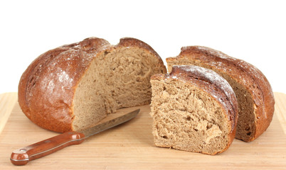 sliced bread on white background close-up