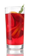 sangria in glass, isolated on white