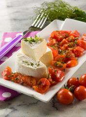 tomino cheese with pachino tomatoes salad