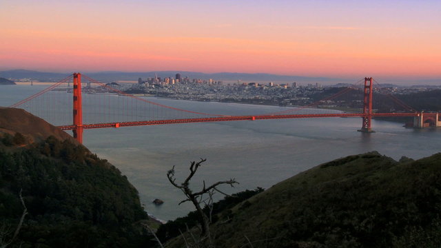 San Francisco Between Two Bridges Sunset