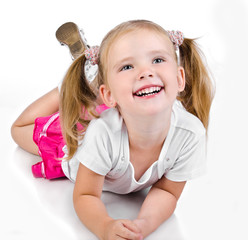 Portrait of cute smiling little girl © svetamart
