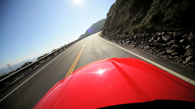 Cabriolet Driving Winding Coastal Road