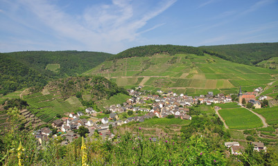 Fototapeta na wymiar dobrze znane produkujące wino Mayschoss w dolinie Ahr
