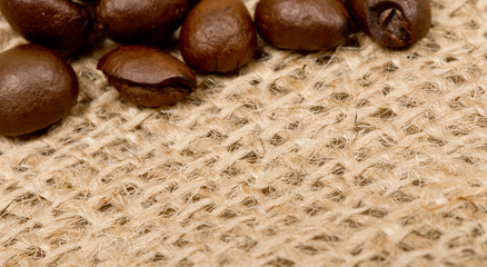 Coffee beans on sack(burlap)