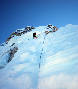 Ice climbing.